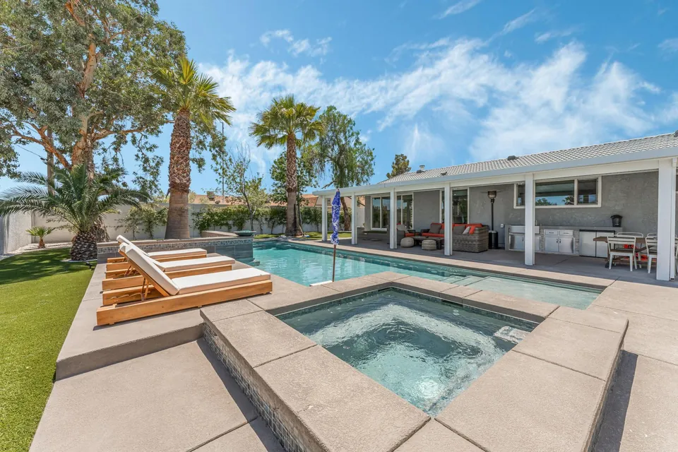 Completed backyard outdoor-living remodel