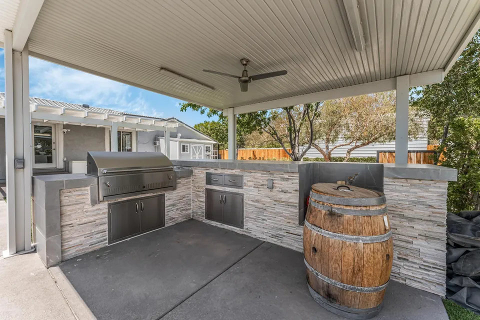 Completed outdoor kitchen and covered gathering area